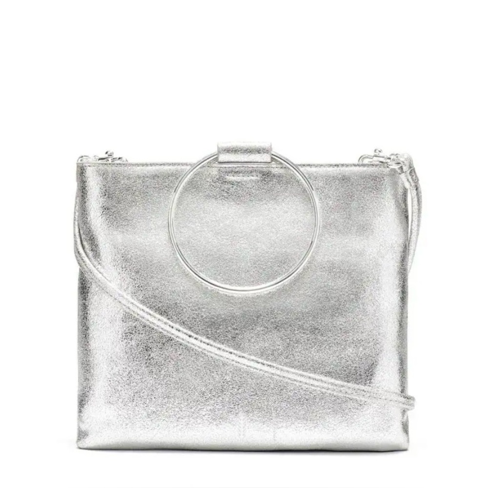 Thacker Le Pouch Silver Metallic Ring Handle 2-1 … - image 1